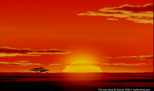  What's the first animal toi see in the opening scene on the Lion King?