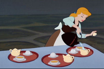  Cinderella’s stepmother punishes her for placing Gus in Anastasia’s tasse à thé par ordering her to clean everything except what?