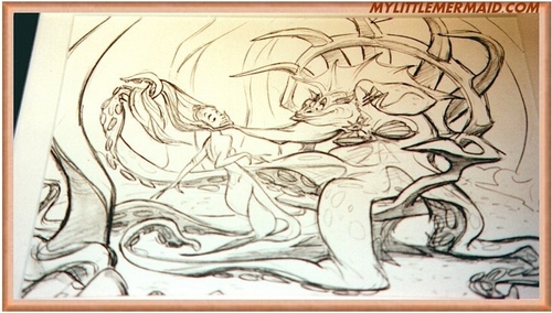  When was the earliest concept art for the 1989 feature The Little Mermaid first drawn?