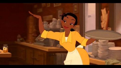 In what restaurant does Tiana work on days?