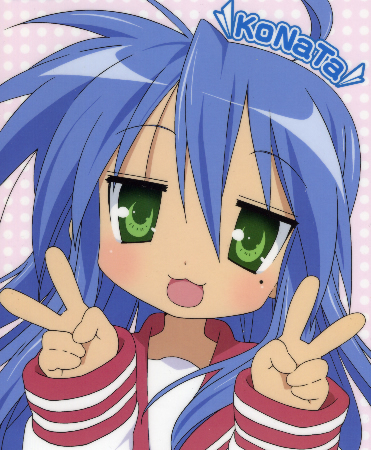  Wow, I didn't know anda watched lucky star. I'm pretty sure the main character is Konata Izumi. :3