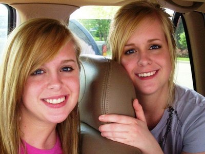  I'm in the back seat, Amy is in the front (she didn't have her hair dyed back then thats why she is blonde)