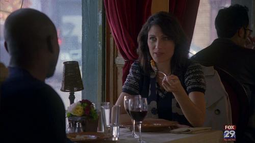 In episode 4x04 "Guardian Angels", when Cuddy and Foreman meet in a restaurant,she´s eating. 