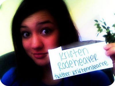 her name is kristen Rodeheaver actually.
you can follow her real twitter, like me
www.twitter.com/kristennleanne

where she put a picture up proving her name and twitter.
her youtube also is
www.youtube.com/kristennleanne 