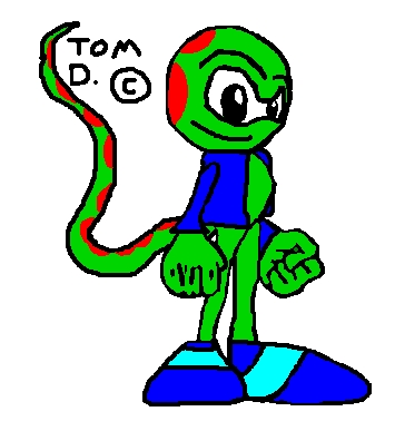 Name: Tach (pronounced tack)
Age: 16
Species: Lizard
Top speed: 89 mph
Appearance: he is green all over, but has red spots going down his head, back and tail. His tail is about the same length as his height. He wears a blue jacket and blue striped shoes.
Likes: building robots, exploring, puzzles, fixing machines.
Dislikes: Eggman, bad robots, being trapped, small spaces, tidying his mess.
Personality: He is a lizard with a knack for mechanics. He loves to go on adventures, often right into danger. He tries to be kind to everyone, even his enemies, but they can often make him mad. He is driven by his past to gain at least one of the power crystals. This is often the only reason he goes on in times of difficulty.
Abilities: good at building robots, can use power crystals, he can glide by moving his ribs flat and this also enables him to go through small places, good climber.
Allies: May, PiCkLeR (Power Crystal Locator Robot), Beta, tiger doll, anyone else you choose
Enemies: Eggman, Anyone else you choose

please give credit to Tom Downer or Sonicpie (whatever one you want) 