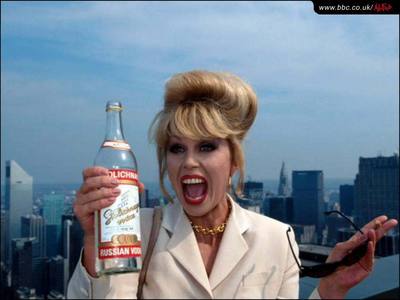  Its in Season 3 - The End Patsy is working for a magazine in new york, Eddie is on a quest to find inner peace and enlightenment. Pats is on the rooftop in New York, drinking stolly, when Eddie appears in a helicopter to pick her up. when pats sees her; "Eddie? yeah babe!" :D hope that helps