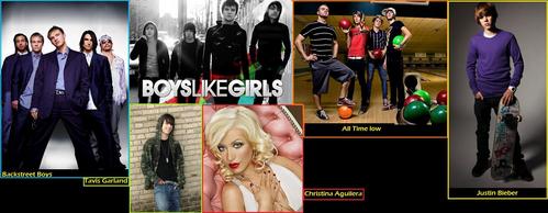 Group: Backstreet Boys (Since i was 5)
Band: Boys Like Girls / All Time Low
Solo Artist: Justin Bieber / Christina Aguilera / Travis Garland