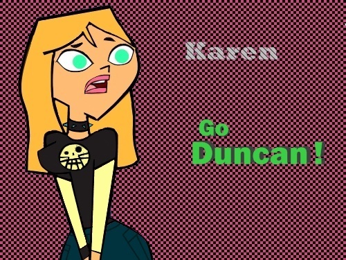  Name:Karen Age:(lets say) 16 Gender:female Likes:everything witouth counting dislikes x3 Dislikes:Gwen, man stealers ¬¬, war, and well a lot of stuff আরো Bio:a normal person with a normal life? xD I can see that some ppl have bf..i can please have Trent and all his hotness? ^w^ i would say duncan but he's already taken :/ wee! pic x3