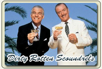I"ve seen a couple of times where Dirty Rotten Scoundrels is his favorite role because of all the fun he had making the movie.  Also when asked if he watches his movies he's said the only one he always gets sucked into if it comes on is Dirty Rotten Scoundrels.

He made this quote also "The three most satisfying were where I play characters that are a long way away from myself, where I have disappeared the most: Educating Rita, The Quiet American  and The Statement. Others—Alfie, Cockney womanizer, I mean, I've been married to the same woman for thirty years, but I mean I did do some research. And Cockney gangsters, I come from Cockney gangsters." 

He's said his favorite movie (other than ones's he's been in) is Casablanca.  He idolized Humphrey Bogart when he was young.


