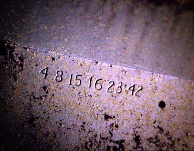  In the first season finale "Exodus, Part 2" Hurley sees the Numbers engraved on the hatch of the Swan. In the سیکنڈ season episode "Adrift" it was revealed that the Numbers are the code that must be entered into the computer in the سوان, ہنس every 108 منٹ (4+8+15+16+23+42=108). Entering the Numbers resets the countdown timer to 108 minutes. If the operator doesn't push the button in time, the counter flips to a series of hieroglyphs; during this time it's still possible to finish typing in the Numbers, press execute, and return the counter to 108 minutes. The crew in the سوان, ہنس were supposed to be replaced every 540 days (108 x 5), which means that each crew would enter the Numbers at least 7200 times. In the fourth season episode "Confirmed Dead", a ویژن ٹیلی news anchor reports that although the remains of Oceanic Flight 815 had been found, all 324 passengers and crew had been confirmed dead (108 x 3=324). A worker constructing the سوان, ہنس station referred to the numbers as a "serial number" for the hatch lid. The other worker had some slight difficulty in determining the final number as the number was smudged on his paperwork.