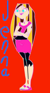  name : jenna Hair Blond and brown skin: Tan Personalitty: funny sweet giggly Age; 16 Eye blue