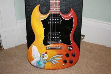 I am selling this Gibson SG Guitar that was hand painted by Kimber Grobman the lead animator on the s