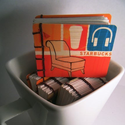  Handmade Recycled Starbucks Card Books:http://www.etsy.com/shop.php?user_id=6369799&section_id=635952