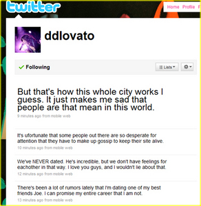  I do really want Jemi! but Have u seen Demi's twitter? She said, "There's been a lot of rumors la