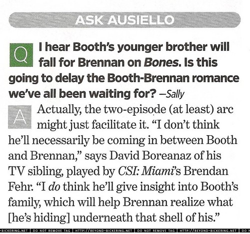 SPOILER ! about Booth's brother and Brennan
