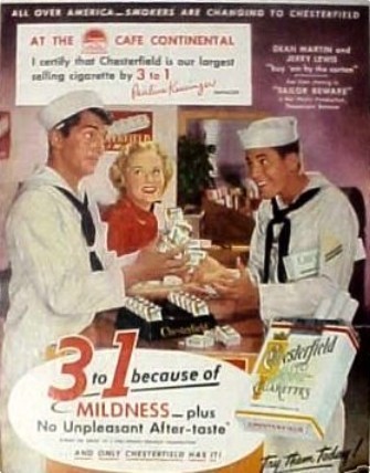  1949 chesterfield, کہیسٹرفیلڈ Cigarette Vintage AD
