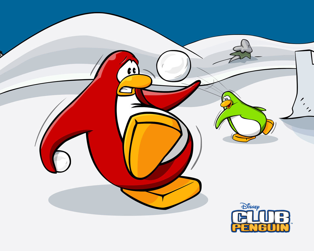 A funny snowball fight - Club Penguin 1280x1024