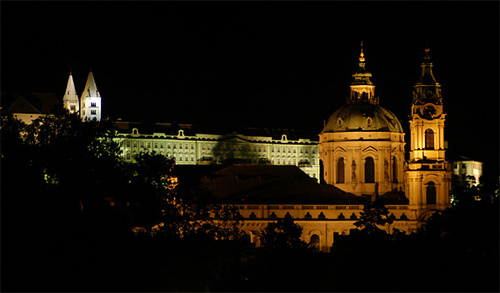 Night picture of St. Nicholas Cathedral in Prague Lesser Town