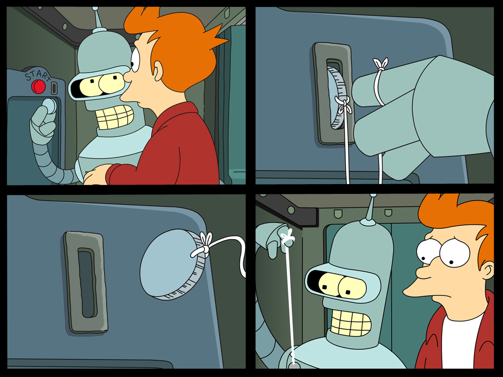 Wallpaper of Suicide Booth for fans of Futurama. 