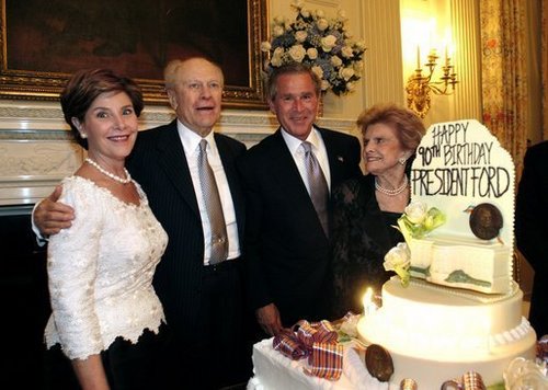  Gerald and Betty Ford and George and Laura busch