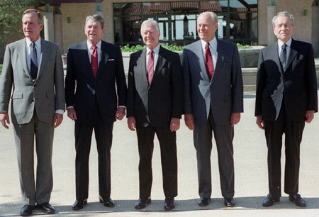  Presidents Bush, Reagan, Carter, Ford, and Nixon