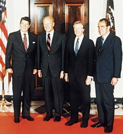 Presidents Reagan, Ford, Carter, and Nixon