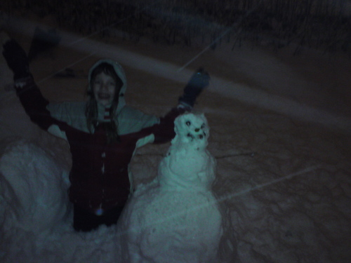  My sister, my friend and I made snowmen