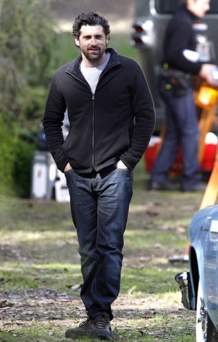 Patrick Dempsey on location filming Grey's Anatomy - Feb 20th 2009 