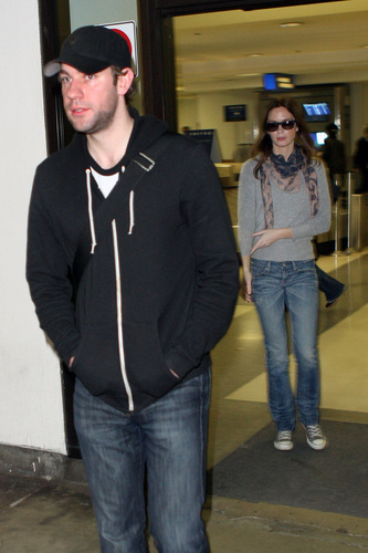 John and Emily Blunt at LAX Airport 17 February 2009