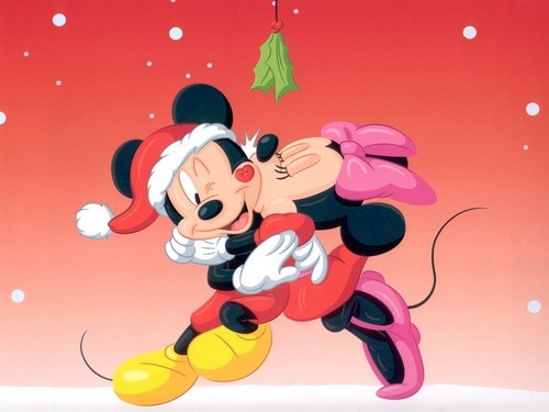  Mickey and Minnie krisimasi karatasi la kupamba ukuta