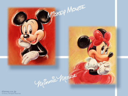 Mickey Mouse and Minnie Mouse Wallpaper