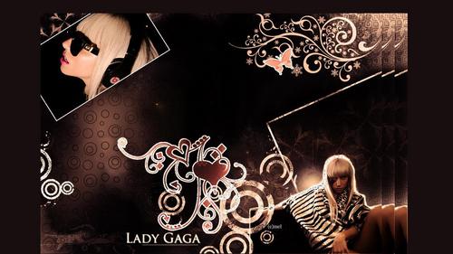  Lady Gaga Sepia fanart widescreen achtergrond