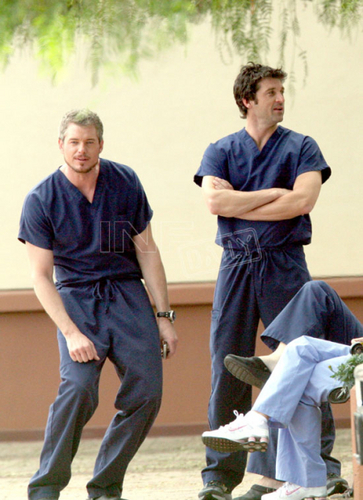 McDreamy and McSteamy on the set of Grey's!