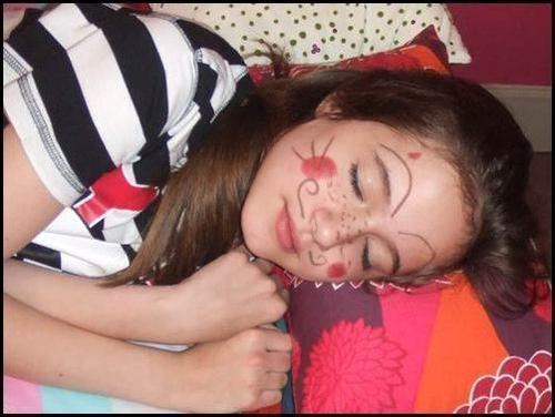 Lauren after Lucy drew on her face