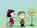 peanuts - school bus linus and lucy wallpaper