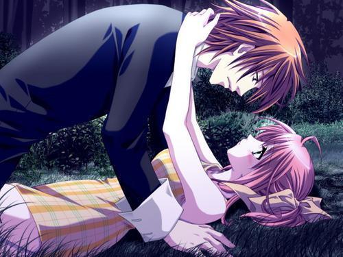 cute anime couples kiss. cute anime couples wallpaper.
