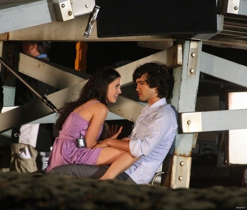  Jessica and Michael Steger on the set of 90210