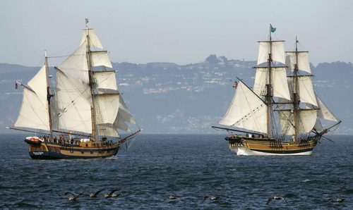 three masted sailing vessel