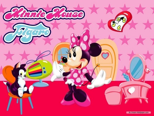  Minnie ratón and Figaro fondo de pantalla