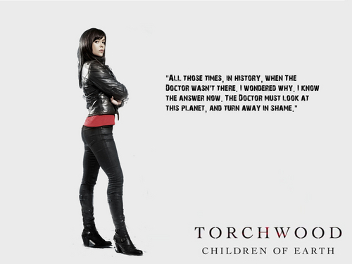 Torchwood: Children of Earth - Gwen wallpaper ("Doctor" Quote)