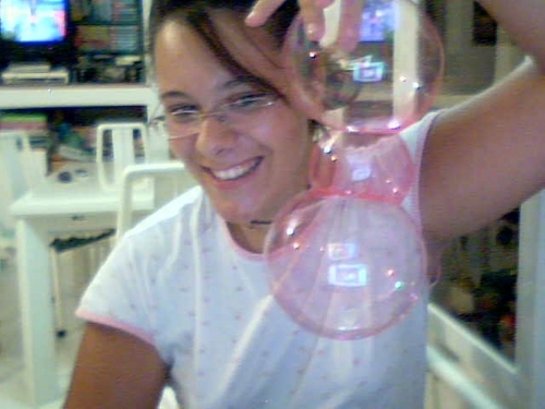 EH and her new plastic bubbles!!