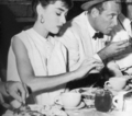 Audrey eating lunch with the cast and crew of Sabrina. - audrey-hepburn photo