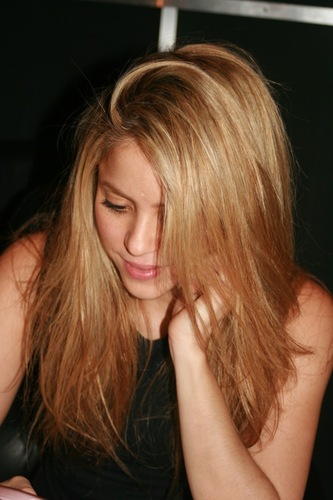 Shakira in a recording studio in Paris