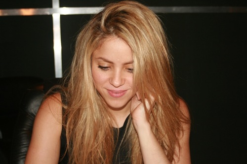 Shakira in a recording studio in Paris
