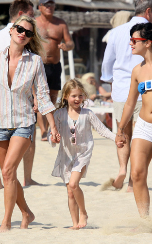 Lily in St Tropez with Kate Moss and her daughter