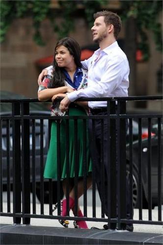  on set of ugly betty- 19 aug/09