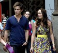 Leighton and Chace behind the set - blair-and-nate photo
