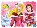 classic-disney - Cinderella,Aurora And Belle At Christmas wallpaper