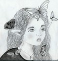 Elf and Butterflies - drawing photo