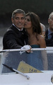 George Clooney and Elisabetta Canalis at the Venice Film Festival - celebrity-couples photo